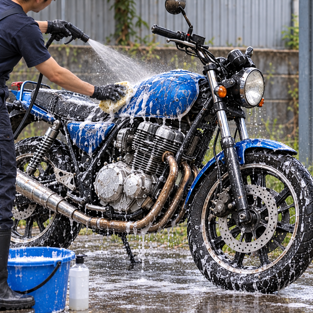査定前にバイクを洗車しておく