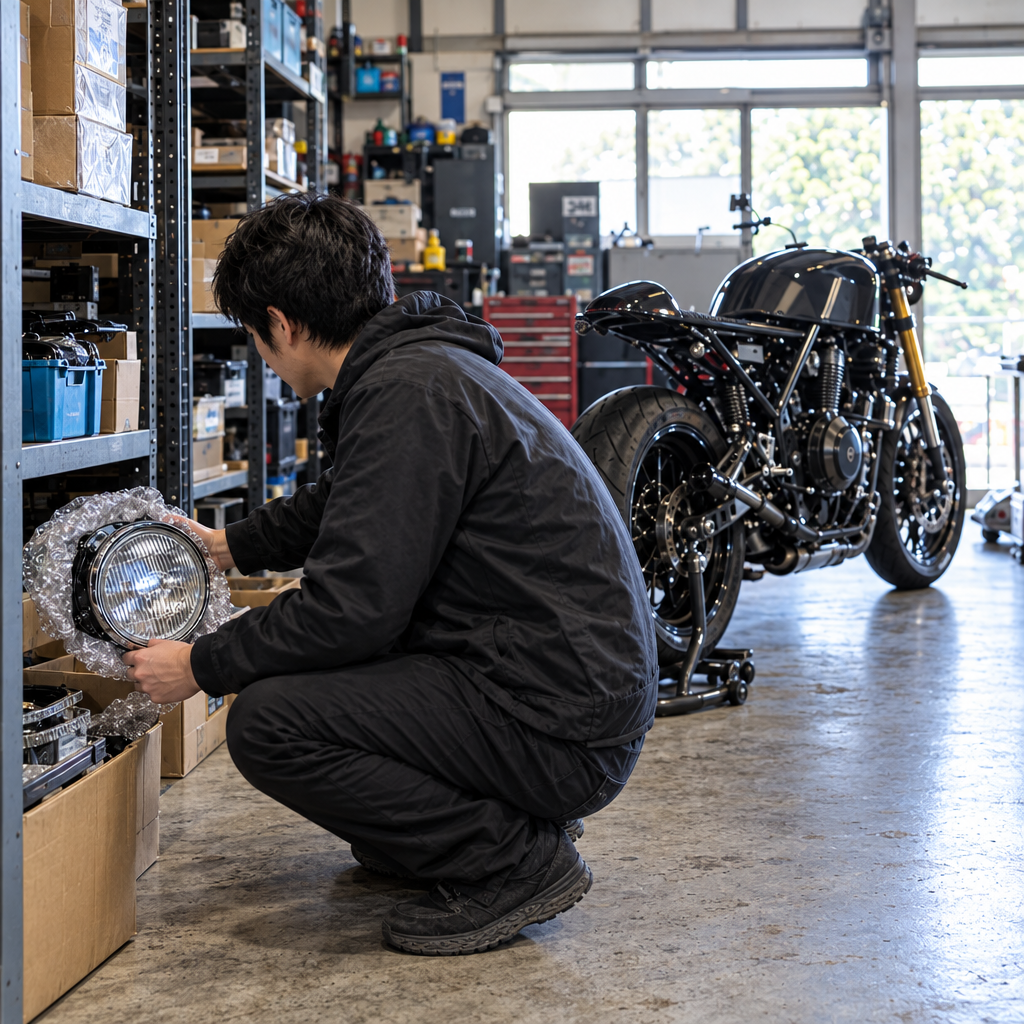 改造したバイクは純正パーツも用意しておく